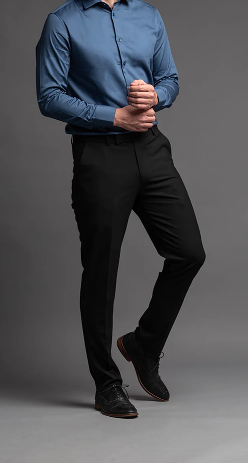 Formal black flat front trouser