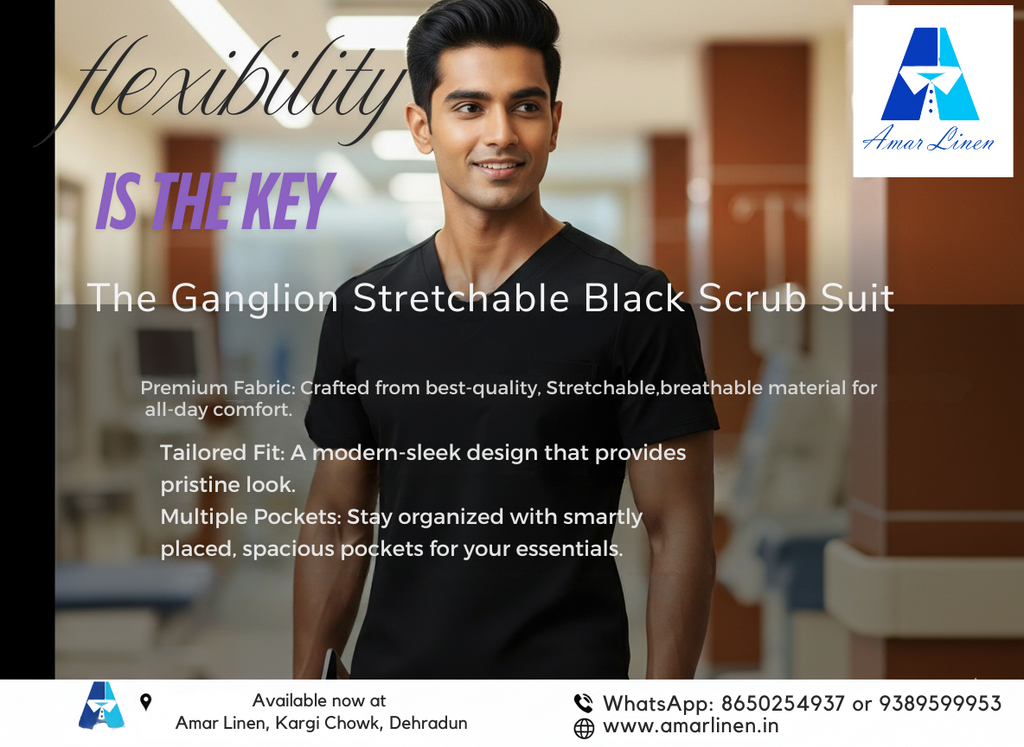 Flexible Ganglion Black Scrub Suits
